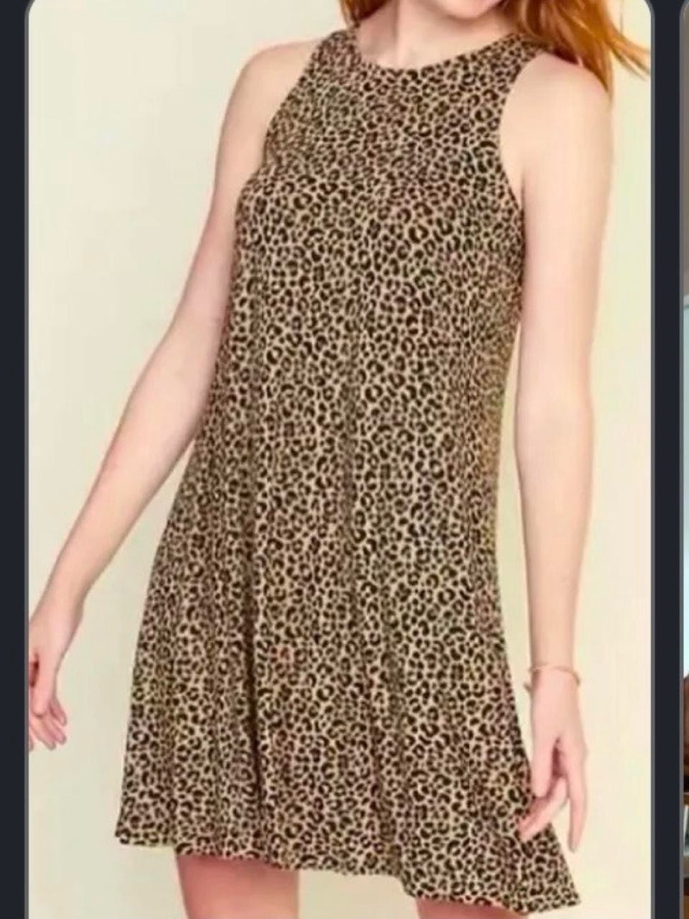 Old Navy Sleeveless Leopard Print Swing Dress - Tan/Black